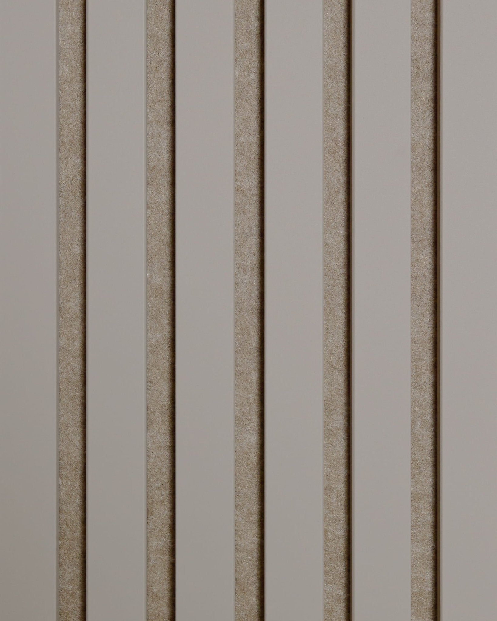 WoodUpp Akupanel sample in colored wood, dark cashmere, and dark beige felt featuring a modern geometric design with textured acoustic slatwall panels.
