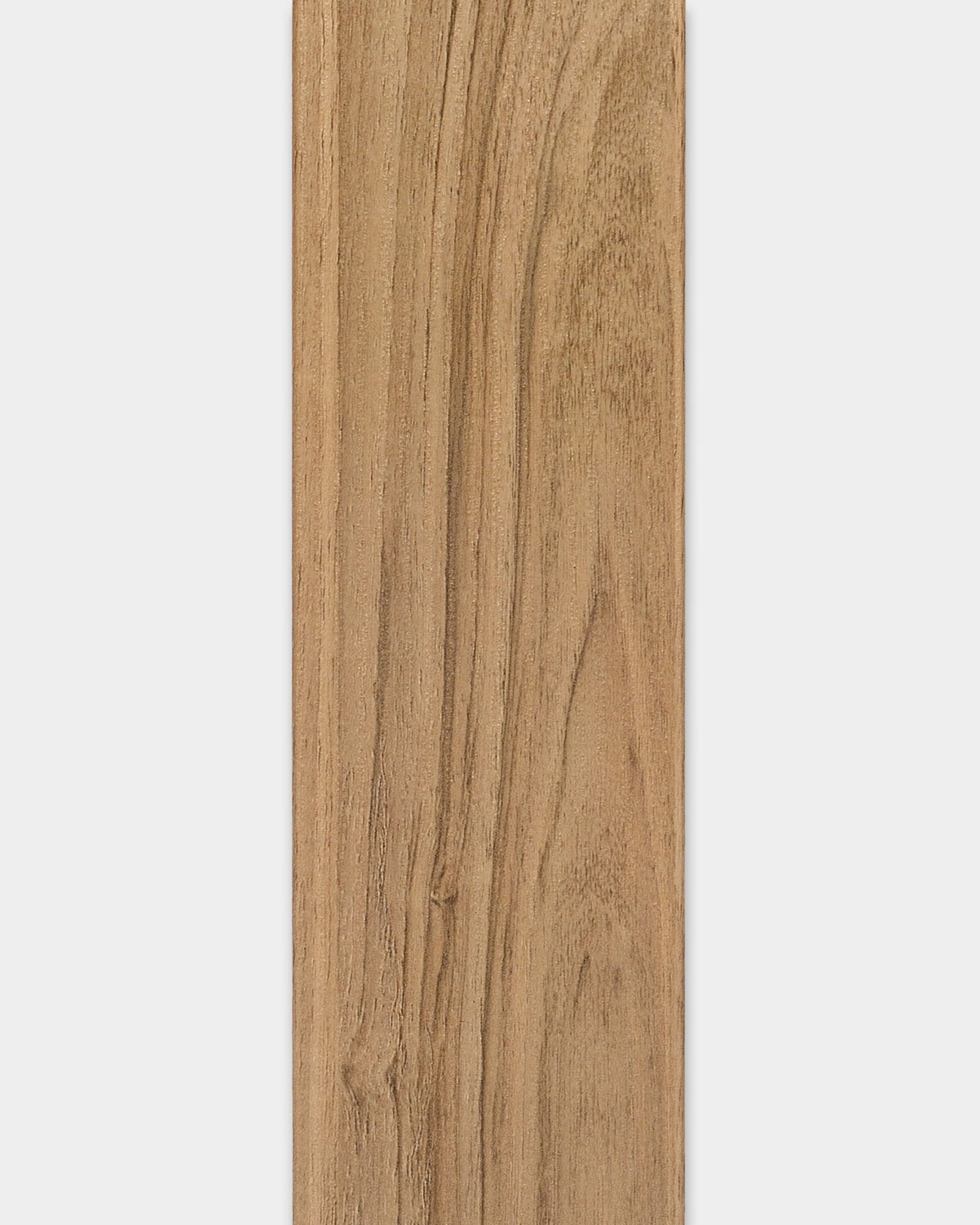 WoodUpp Akupanel slatwall panel in English Walnut (240 cm) with wood grain texture displayed against a white background.