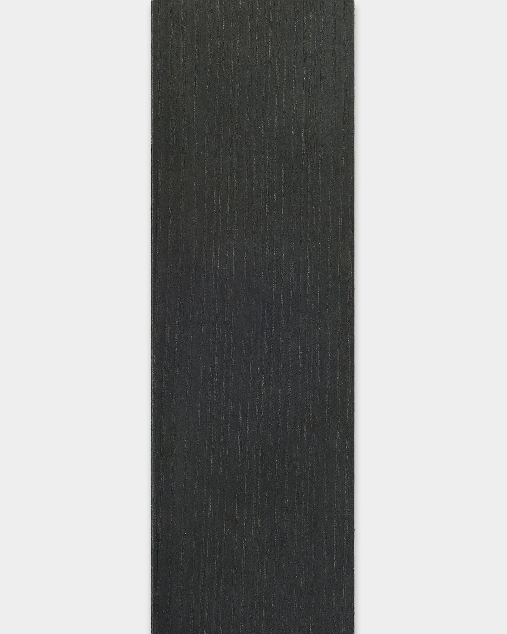 Akupanel lamella acoustic slat panel in tonal black ash on a plain light grey background