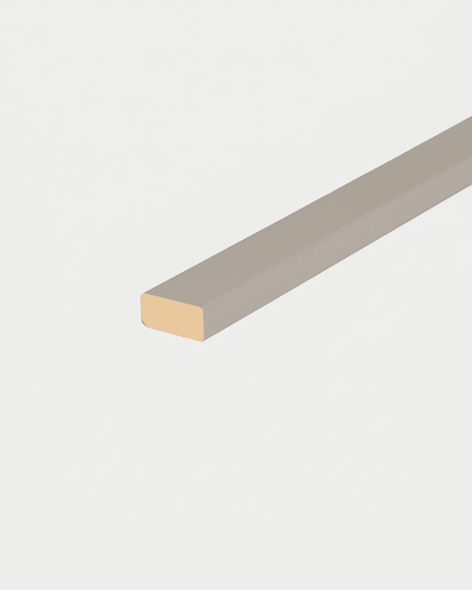 WoodUpp Lamella Dark Cashmere slat beam, 240 cm, angled to display its length and Nordic design, set against a plain white background.