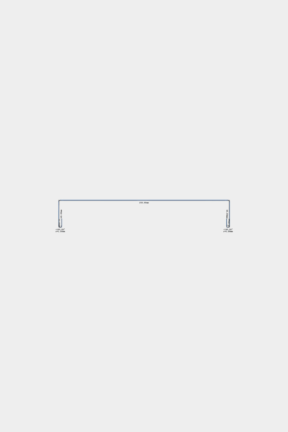 Technical drawing of Aluwood Level Wall Capping with 250.00mm width and 40.00mm legs.