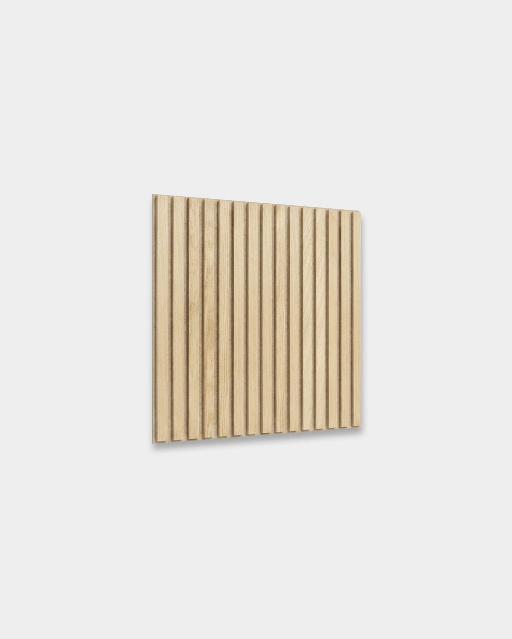 Akupixel by WoodUpp, a 60x60 cm acoustic panel in Carolina Oak with light beige felt backing, features Nordic design for sound absorption and visual texture.