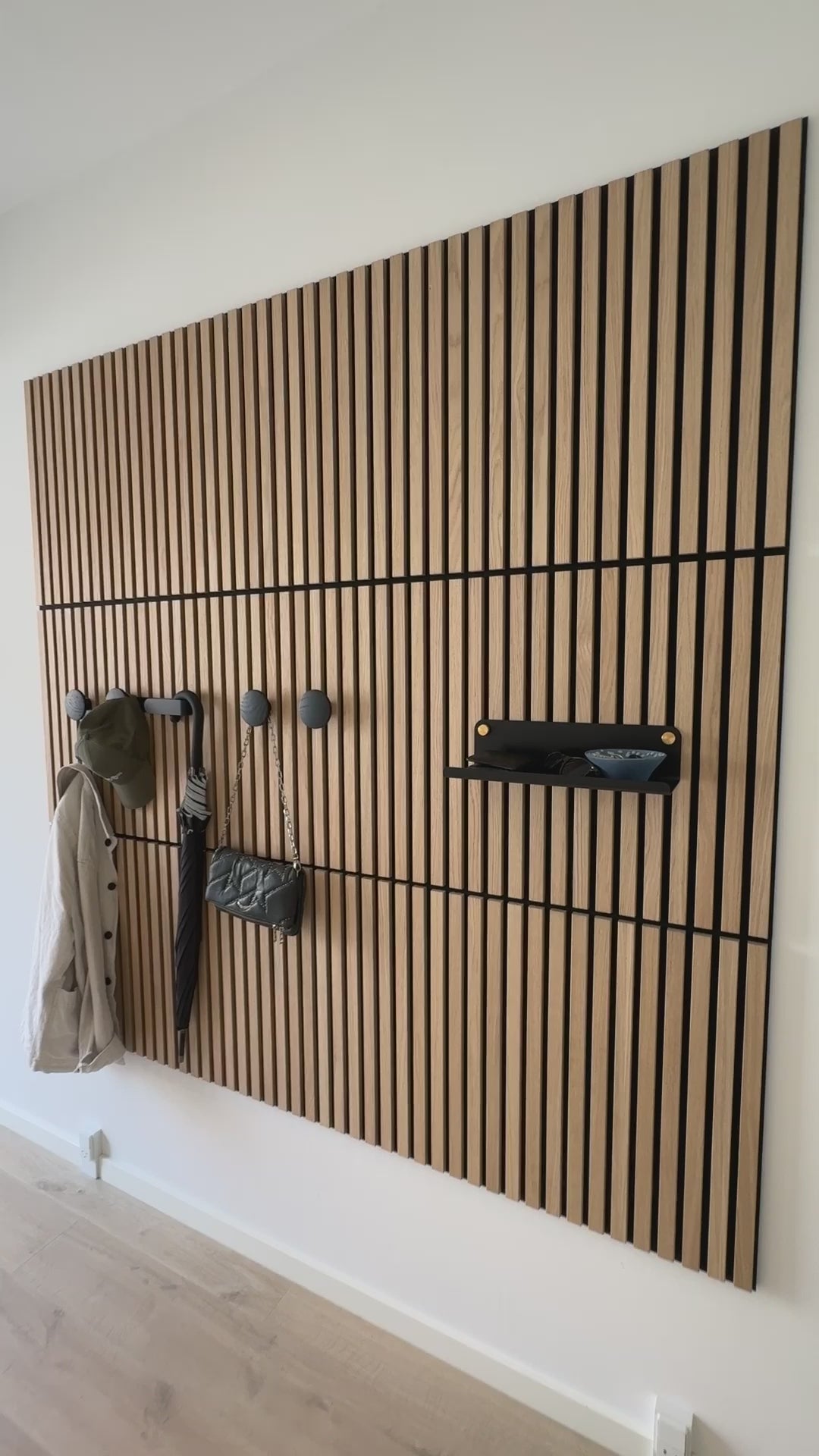Akupixel | Acoustic Panel (Box of 4 pcs.)/ Natural Wood, Rustic Smoked Oak, Black Felt, 60 x 60 cm