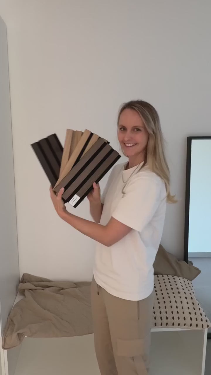 Akupixel | Acoustic Panel (Box of 4 pcs.)/ Natural Wood, Rustic Smoked Oak, Black Felt, 60 x 60 cm
